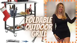 Foldable Outdoor Grill Cart Portable Stainless Steel BBQ Table