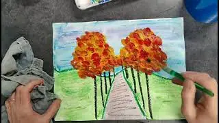 Fall tree one point perspective part 2