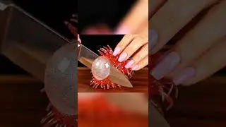 Ultra‑Realistic Glass Rambutan fruit cutting ASMR#aiasmr #asmrcommunity #relaxing  #CrispBotASMR