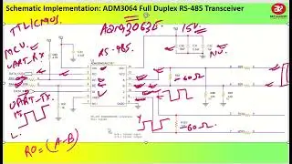 024 RS 485 Transceiver Complete training and full duplex schematic ADM3063E