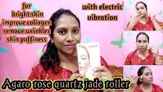 Agaro3in1rose quartz jade face massager//agaro facial roller kit for skin glow