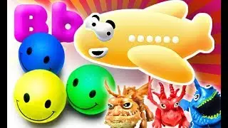 Learn colors and letter B with funny balls and baby dragons