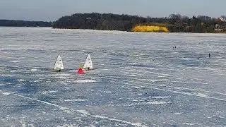 High-Speed Thrills on Ice: 2024 Northwest Regatta Ice Boat Racing | Aerial View Lake Waconia 2/24/24