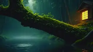 Calm Cabin Forest at the River’s Edge 🌧️🌿 Rain Sounds for Sleep Deep