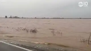 California flooding: East of I-5 on Twin Cities Road in Sacramento County | Raw Video