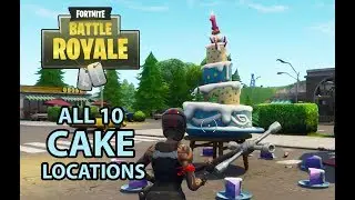 Fortnite BR Birthday 10 Cake Locations - Dance in front of different cakes