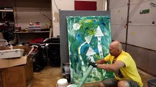 Babin.Space studio where Jay Babin paints one of his abstract panels. #timelapse #art #painting 