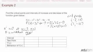 Calculus I - Increasing and Decreasing Functions; Critical Points - PREVIEW of Lesson 37