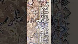 Bamboo Silk Rug, Cream & Beige, Persian Medallion Design, 6' 7