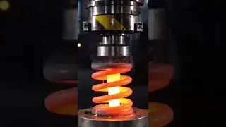 RED HOT Iron Spring vs 300 Ton Hydraulic Press 😱 | Extreme Crushing Satisfying Video