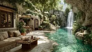 Peaceful Stone Courtyard by the Falls | Birdsong for Work, Reading & Relax 🕊️💧