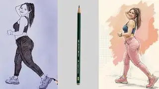 How to Draw a Walking Girl | Easy Pencil Sketch Step-by-Step Tutorial