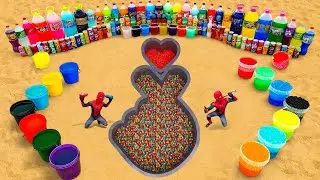 How To Make Finger Heart with Orbeez, Giant Coca Cola & Balloons of Mirinda, Fanta, Mentos vs Sodas