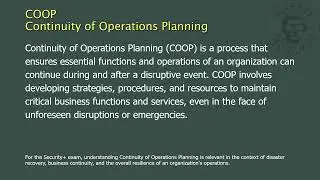 COOP - Continuity of Operations Planning