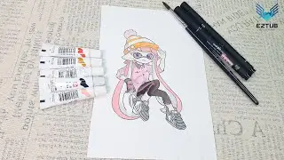 Learn to draw Agent 8 in Splatoon 2 has fun skiing | Painting techniques