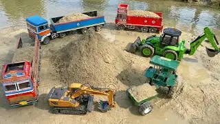 JCB 5cx loading river sand Tata 4823 truck Tractor | Gadi wala cartoon | Toys JCB truck 3dx