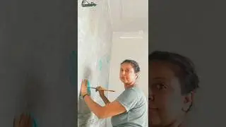 enterance wall makeover..#texture #stencil #wallmakeover #diy