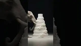 Elephant smashes wedding cake