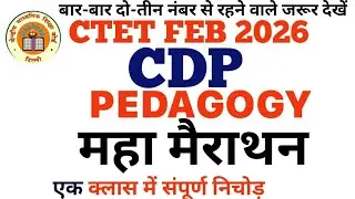 CTET FEB 2026 |CDP Maha Marathon|(Part-1 )child development pedagogy by MD MANTRA( #ctet