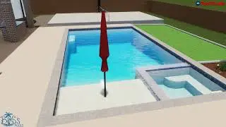 Geometric Pool and Spa Design with Sports Court