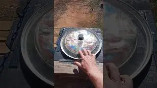 Solar cooking off grid with Lodge 15-inch glass lid. Oconee County, South Carolina