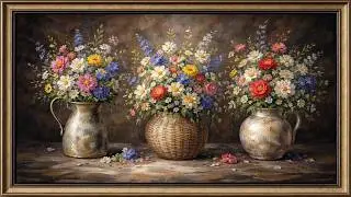 4K LUXURY TV ART 🌸 Wildflower Bouquet Trio | Elegant Floral Painting for Living Room &bull; Relax
