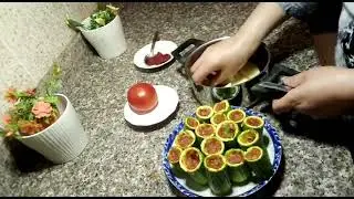 محشي القرع الأخضر(كورجيت)بالأرز والكفتة سهلة في التحضير ولذيذة 😋