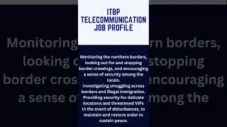 itbp telecommunication job profile
