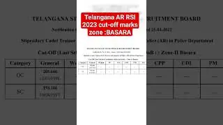Telangana AR RSI 2023 cutoff marks zone Basara  #tslprb #si #cutoff #ytshorts #police