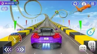 Blue Car Stunt Mega Ramp Impossible Challenge 3D Gameplay 😍