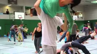 Raquel Minako and Itay dancing in Contact Improvisation Freiburg Festival 2012