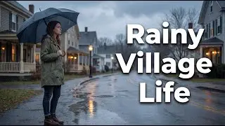 Rainy Day in a Small American Village 🌧️ | Peaceful Small Town Life