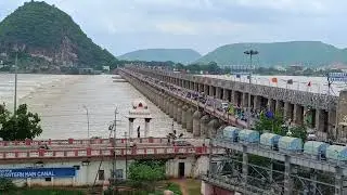 Tourist Spot, Flood water Prakasam Barrage, Krishna River, Vijayawada, Amaravati. SMAR GRID