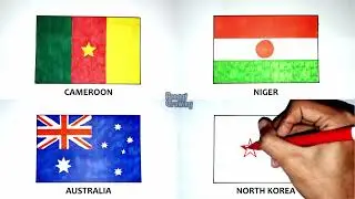 Drawing the Flag of Cameroon, Niger, Australia, North Korea