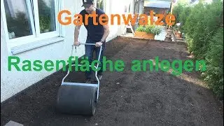 Gartenwalze Boden ebnen Rasen neu anlegen mit einer Bodenwalze Rasenwalze