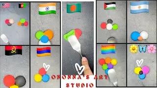 Mixing flag colors to create new color #ononnasartstudio #colourmixing #art #softclay #painting