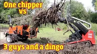 Echo Bearcat Woodchipper против троих парней и Toro Dingo