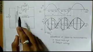 Center tapped midpoint step-up cycloconverter Construction, working, Waveform