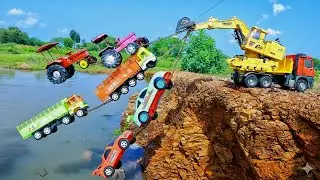Ferrari Bugatti Car Accident 😱 | Mahindra HMT Tractor & Dump Truck Fall in Big Pond | JCB 3DX Recove