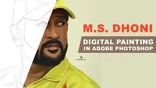 MS Dhoni Digital Painting Process