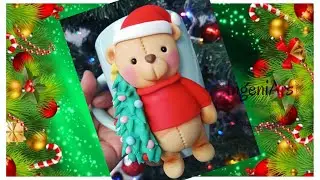 Decorando taza osito navideño con pasta flexible