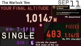 [Tetr.io] The Warlock 1,014.7 meters (Skill-less Way without Loop)