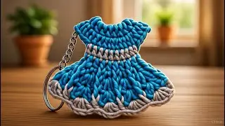 Брелок в виде мини-платья, связанный крючком 👗🧶 | Пошаговая инструкция + Схема