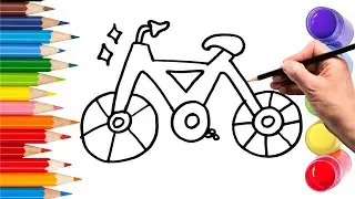 How To Draw cute cycle Drawing, Painting & Coloring For Kids and Toddlers_ Child Art 🐋🌈