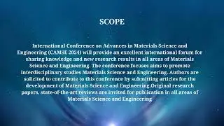International Conference on Advances in Materials Science and Engineering (CAMSE 2024)
