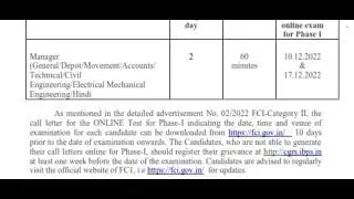 FCI Category II Manager Admit card| FCI Manager Exam date #fcirecruitment2022 @sarkarinaukrivalebaba