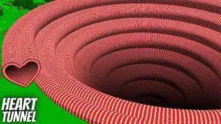 I found the TNT HEART PIT in Minecraft !  Longest TNT Heart Tunnel