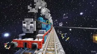 Minecraft Train in Star Field