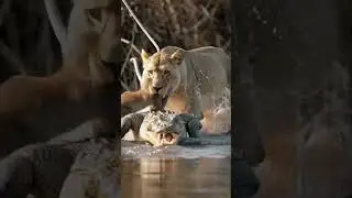 Baby Gorilla&rsquo;s First Encounter: Predator Strikes from the River! #babygorilla #wildencounter