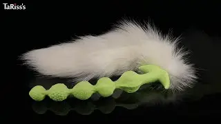 Emerald Heart Fox Tail Plug with Beads &ndash; Soft Silicone Fantasy Anal Beads with Fluffy White Tail